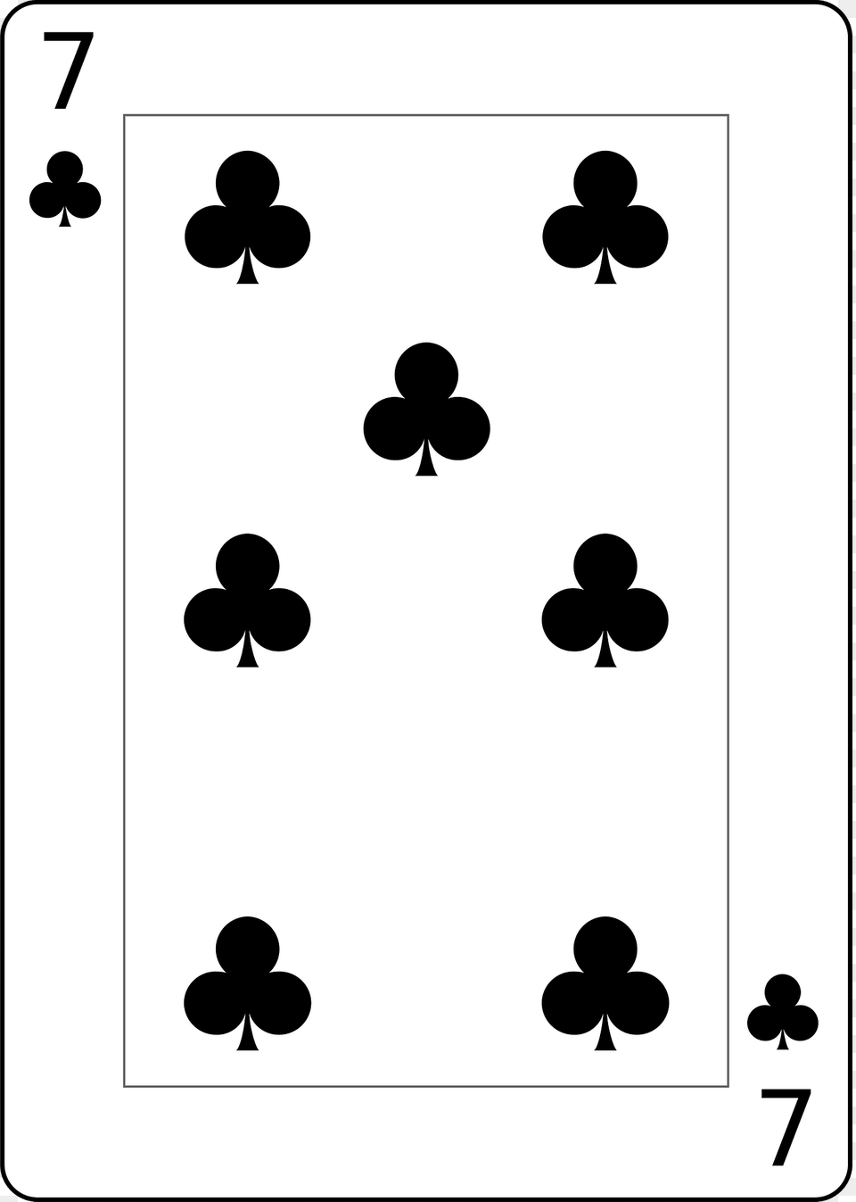 Seven Of Clubs Clipart, Stencil Free Transparent Png