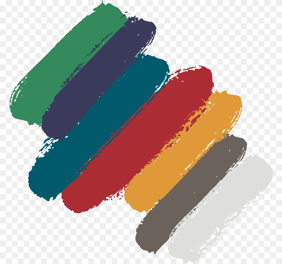 Seven Paint Swipes Representing The Colors Of The, Cushion, Home Decor, Person Free Png