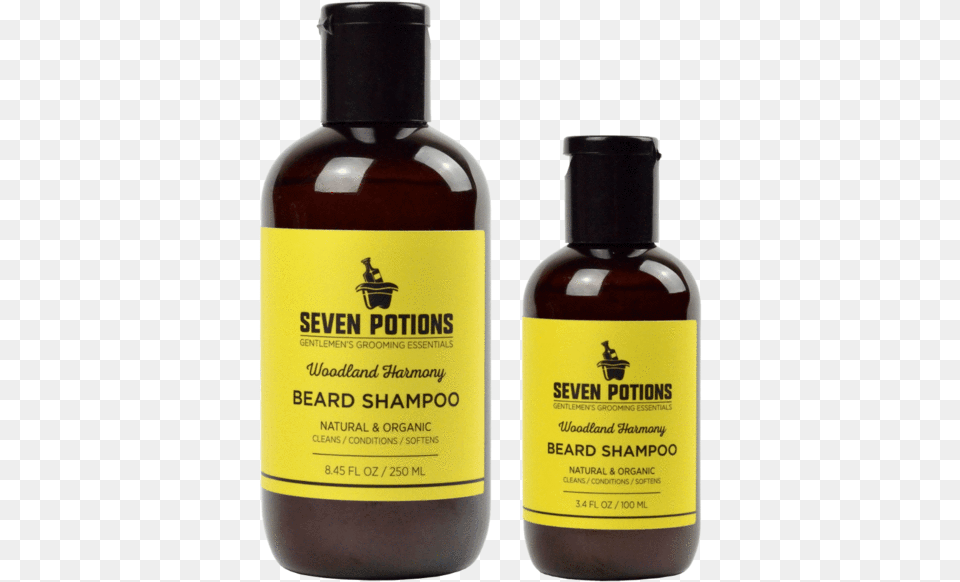 Seven Potions Beard Shampoos Woodland Harmony 2 Sizes Seven Potions Beard Wash, Bottle, Cosmetics, Perfume, Aftershave Png Image