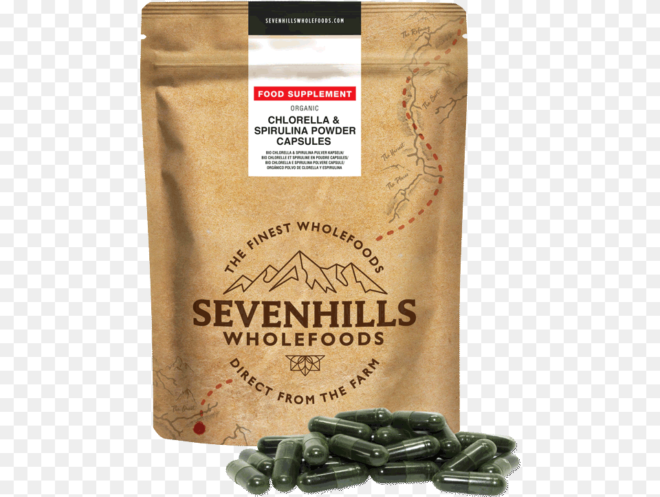 Sevenhills Wholefoods Organic Chlorella Amp Spirulina Chlorella Seven Hills, Medication, Pill Png