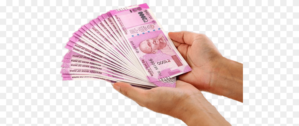Several Rupee Notes Presented In Hands, Text, Document, Id Cards, Passport Free Transparent Png
