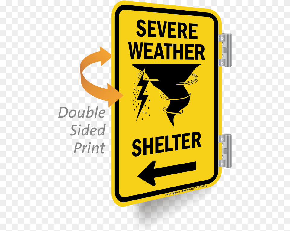 Severe Weather Shelter Left Arrow Double Sided Sign Myparkingsign Caution Watch For Vehicles Exiting Garage, Symbol, Road Sign Png Image