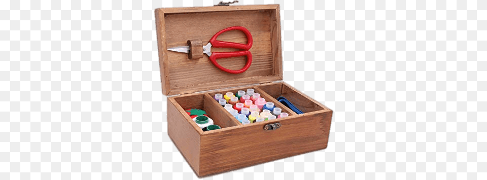 Sewing Kit In Wooden Box, Cabinet, Drawer, Furniture, Scissors Free Png Download