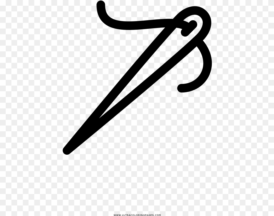 Sewing Needle Coloring Page, Gray Png Image