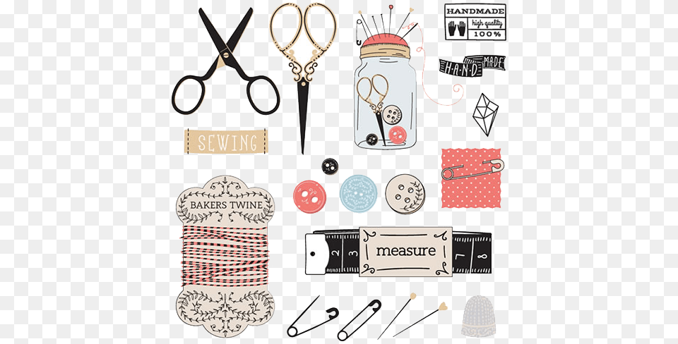 Sewing Thread Text Needle Accessory Fashion Materials For Sewing With Names, Scissors Free Transparent Png