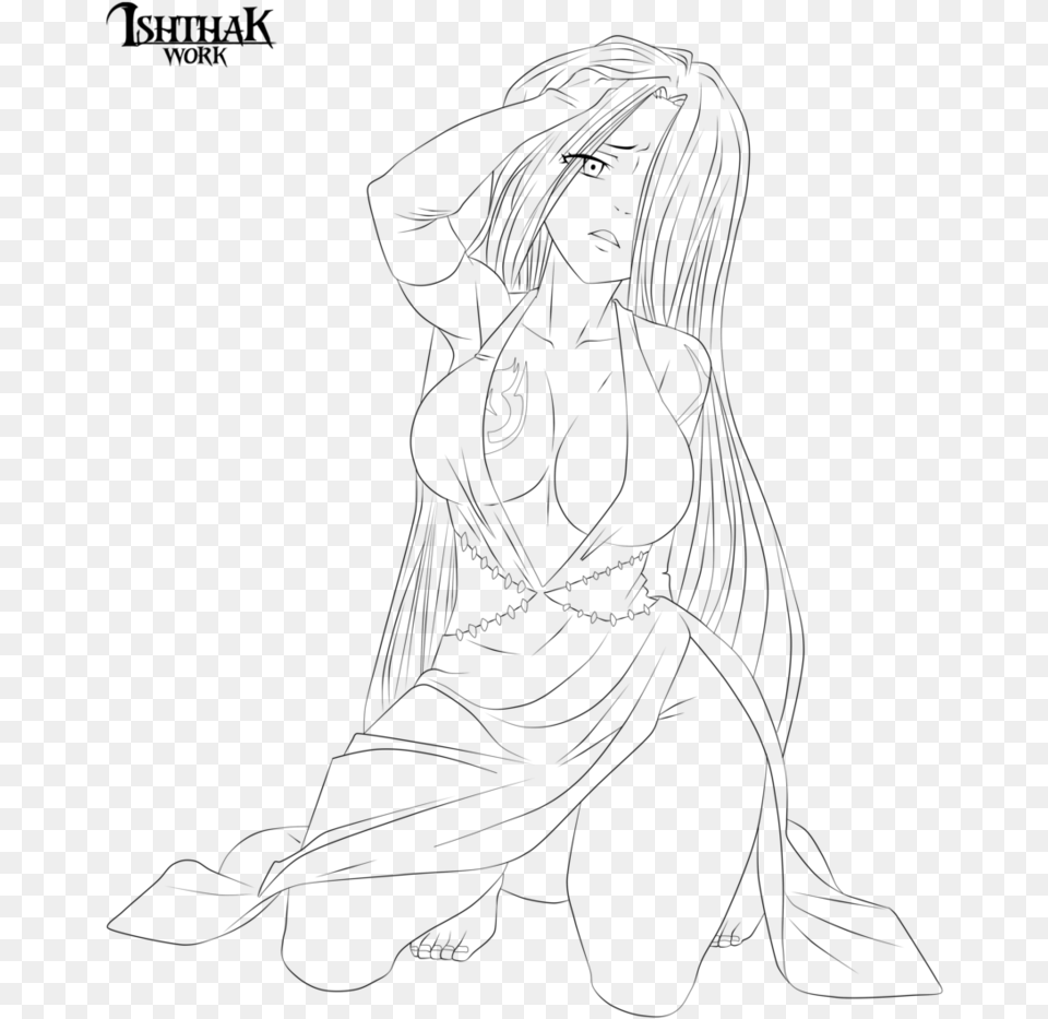 Sexy Anime Angel Lineart Line Art, Gray Free Transparent Png