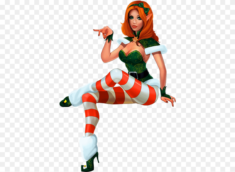 Sexy Cartoon Christmas Sexy Girl And Boy, Person, Clothing, Costume, Elf Free Png Download