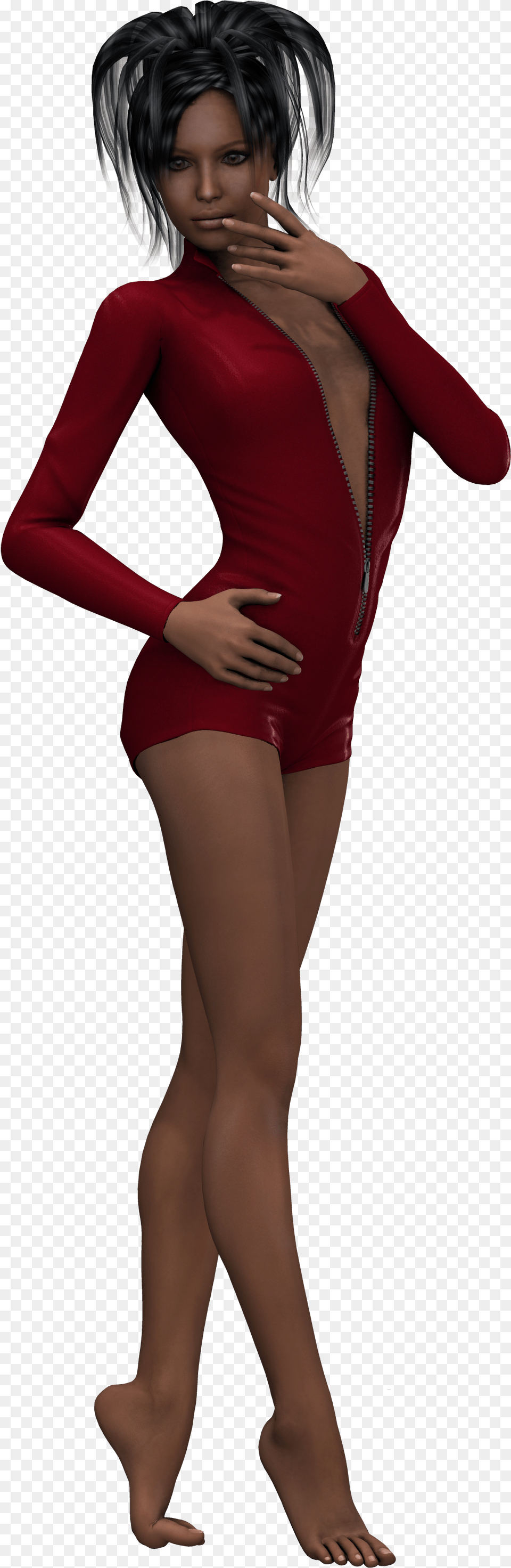 Sexy Digital Woman In Red Swimsuit Cartoon, Adult, Sleeve, Person, Long Sleeve Free Png Download