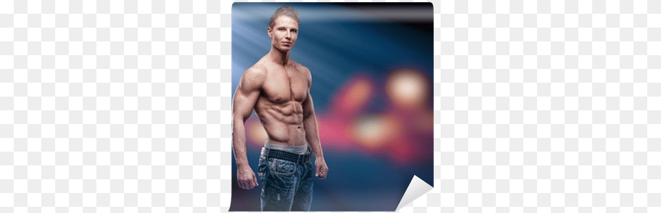 Sexy Fashion Portrait Of A Hot Male Model Wall Mural Model, Pants, Clothing, Adult, Person Png