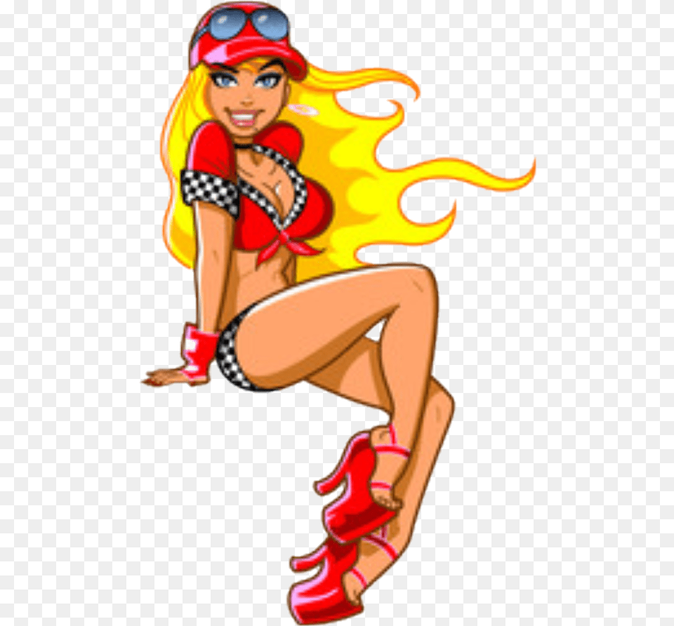 Sexy Girl Cartoon Pin Up Race Girl, Clothing, Footwear, Shoe, High Heel Free Png Download