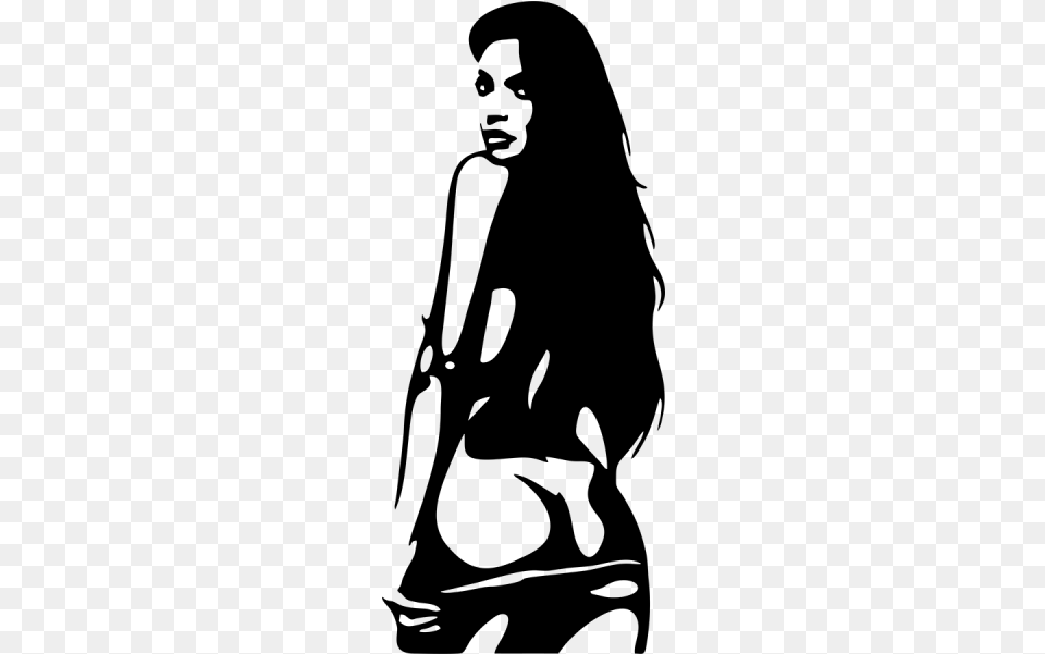 Sexy Girl Decal, Gray Png