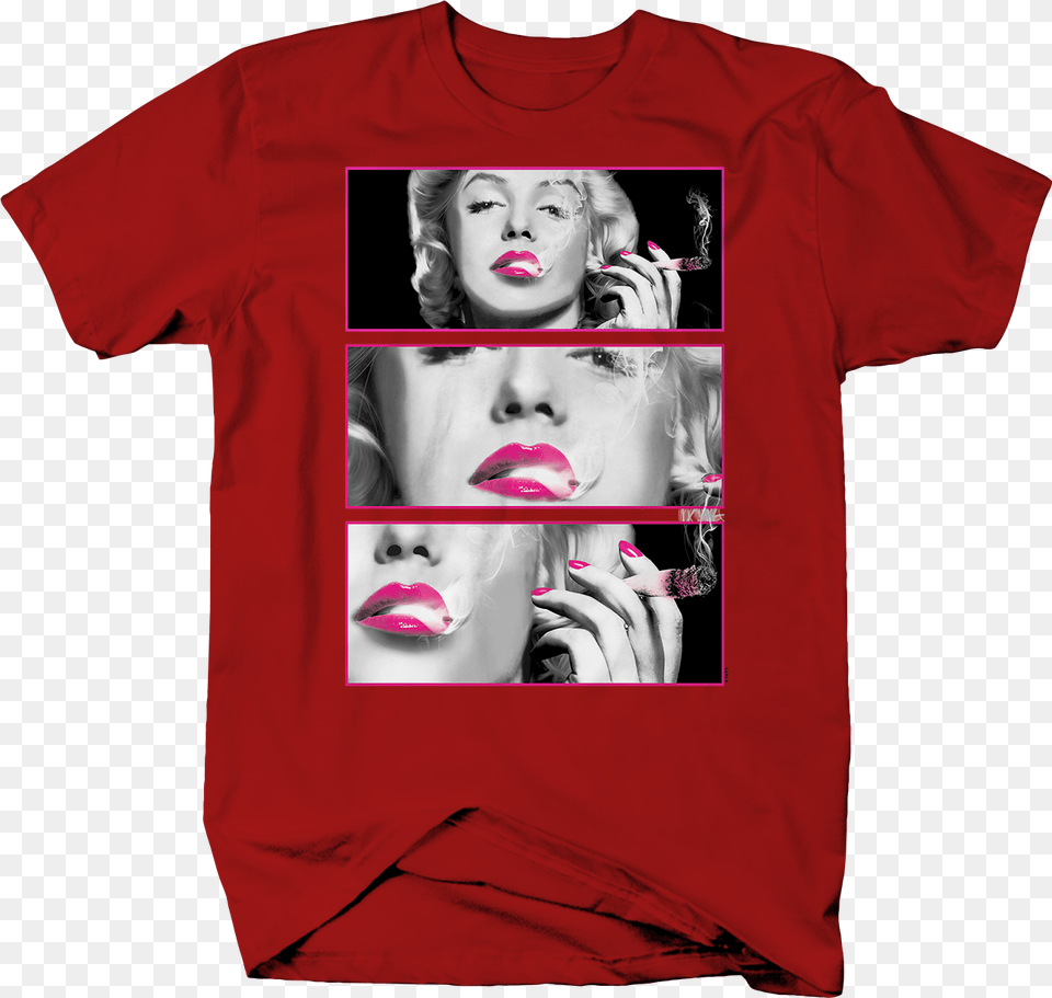 Sexy Hot Marilyn Monroe Pink Lips Smoking Marijuana Marilyn Monroe Smoking T Shirt, Clothing, T-shirt, Adult, Female Free Transparent Png