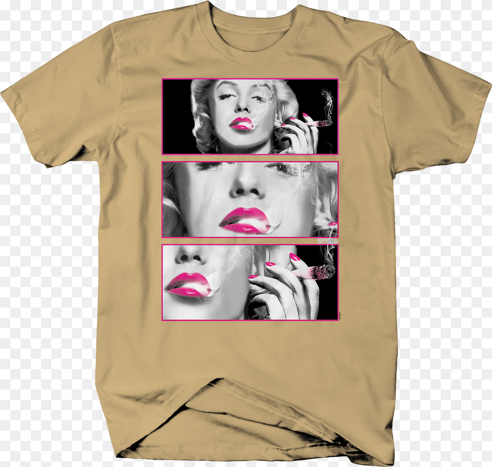 Sexy Hot Marilyn Monroe Pink Lips Smoking Marijuana T Shirt Dog Cavalier King Charles, Clothing, T-shirt, Adult, Female Png Image