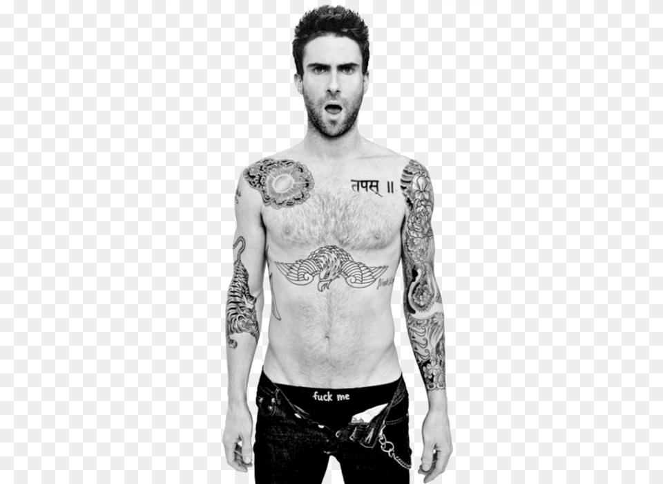 Sexy I Can39t Help It Tiger Tattoo Adam Levine, Skin, Person, Man, Male Png Image