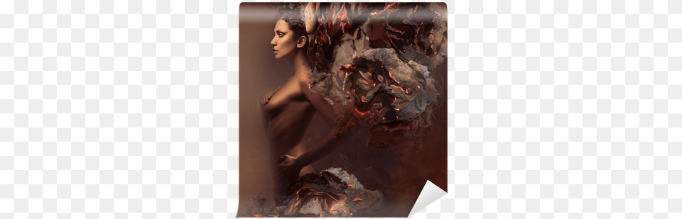 Sexy Pretty Woman In Burning Paper Wall Mural Pixers Designart 39sexy Woman In Burning Paper39 Graphic Art, Adult, Female, Person, Bonfire Png