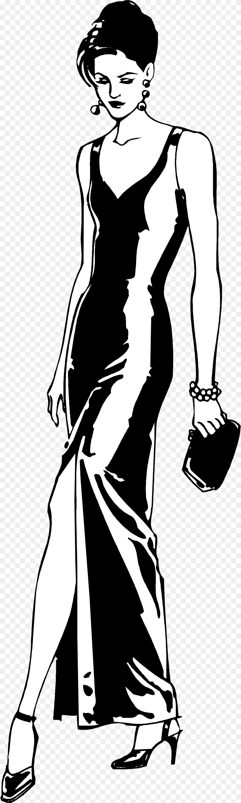 Sexy Silhouette Illustration Of Woman In White Dress, Stencil, Person, Face, Head Free Png Download