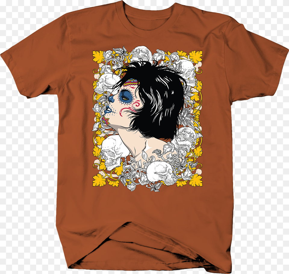 Sexy Sugar Skull Woman Day Of The Dead Dia De Los Muertos T Shirt, Clothing, T-shirt, Face, Head Free Transparent Png