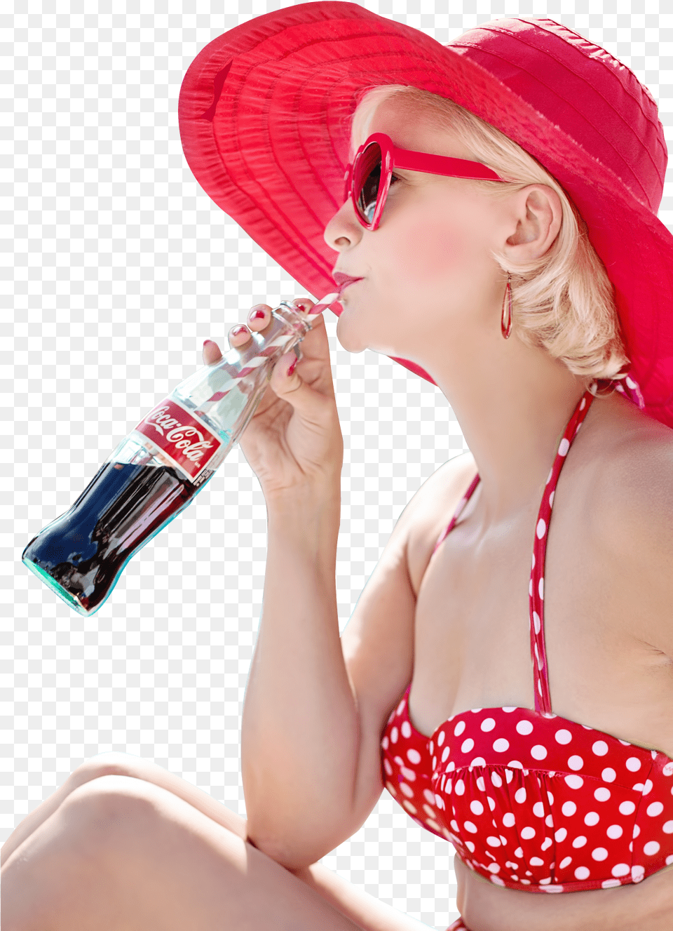 Sexy Woman Drinking Coca Cola Drink, Adult, Person, Hat, Female Png Image