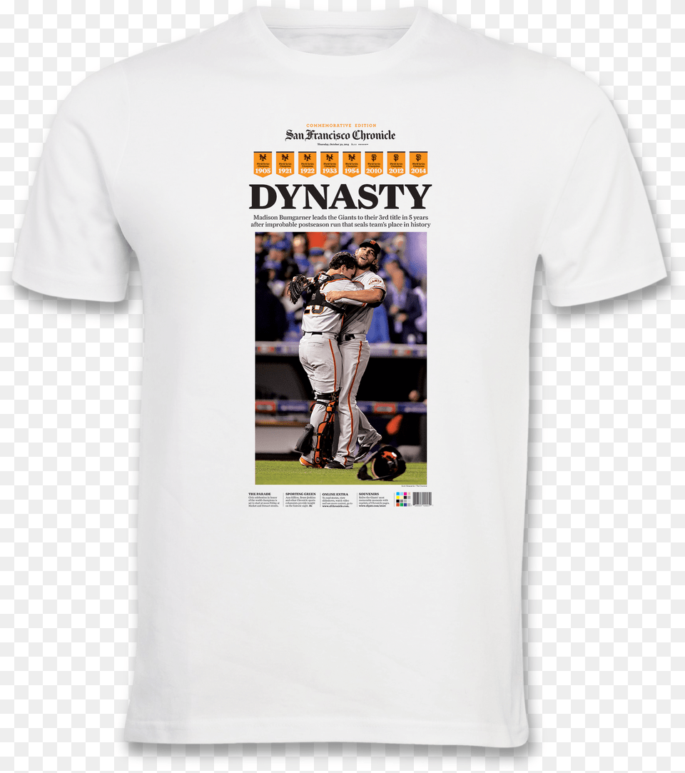 Sf Giants 2014 World Series Dynasty T Shirt San Francisco Chronicle Giants World Series, Clothing, People, Person, T-shirt Png Image