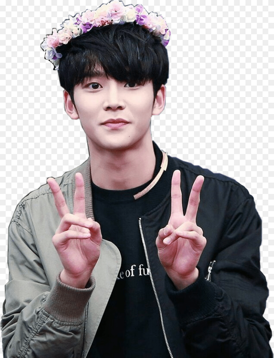 Sf9rowoon Rowoon Aesthetic Cute Flowercrown Peace Girl, Black Hair, Portrait, Photography, Person Png