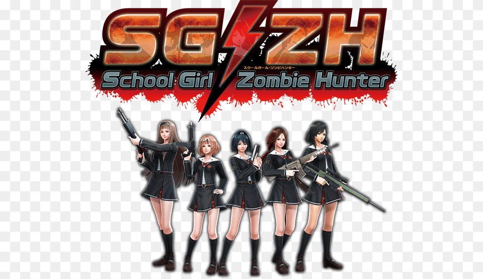 Sg Zh School Girl Zombie Hunter Logo, Book, Comics, Publication, Adult Free Png