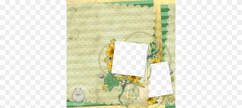 Shabby Sunflower Layout Scrapbooking Green Frame Transparent, Art, Collage, Pattern, Flower Free Png Download