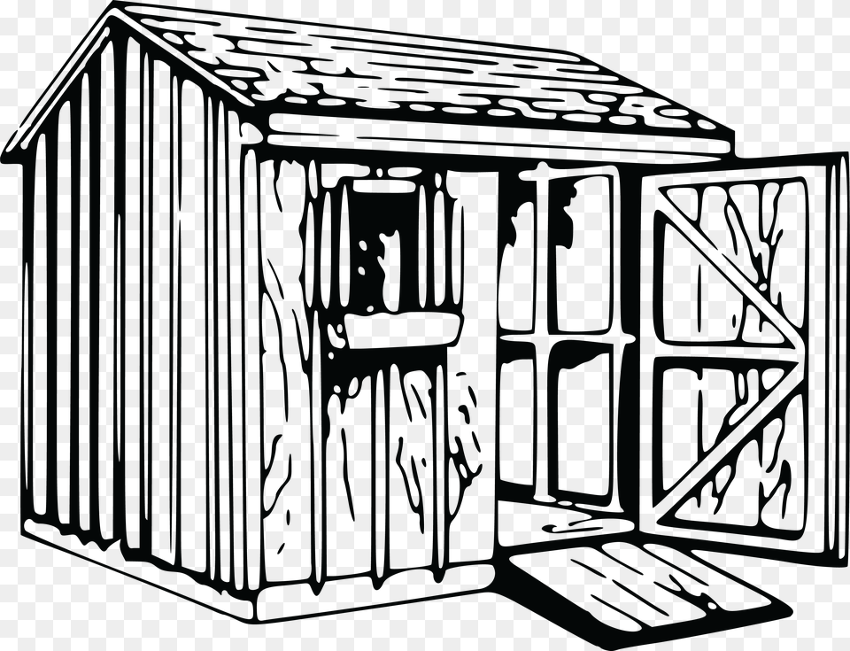 Shack Vector Wooden Shed Black And White, Architecture, Rural, Outdoors, Nature Free Png
