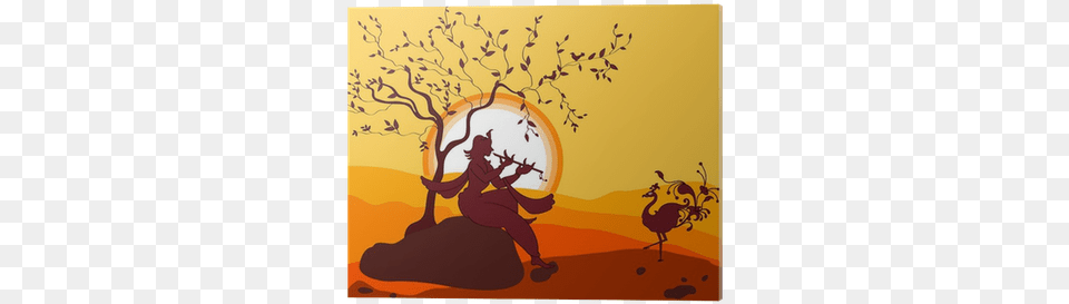 Shadow Art Shri Krishna Playing Flute Peacock Dancing Krishna Shadow, Baby, Person, Animal, Bird Free Png Download