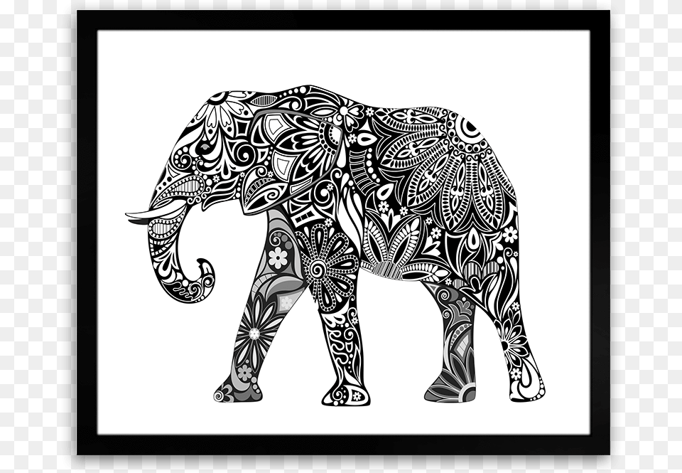 Shadow Framed Print Elephant Wall Art, Doodle, Drawing, Animal, Mammal Png