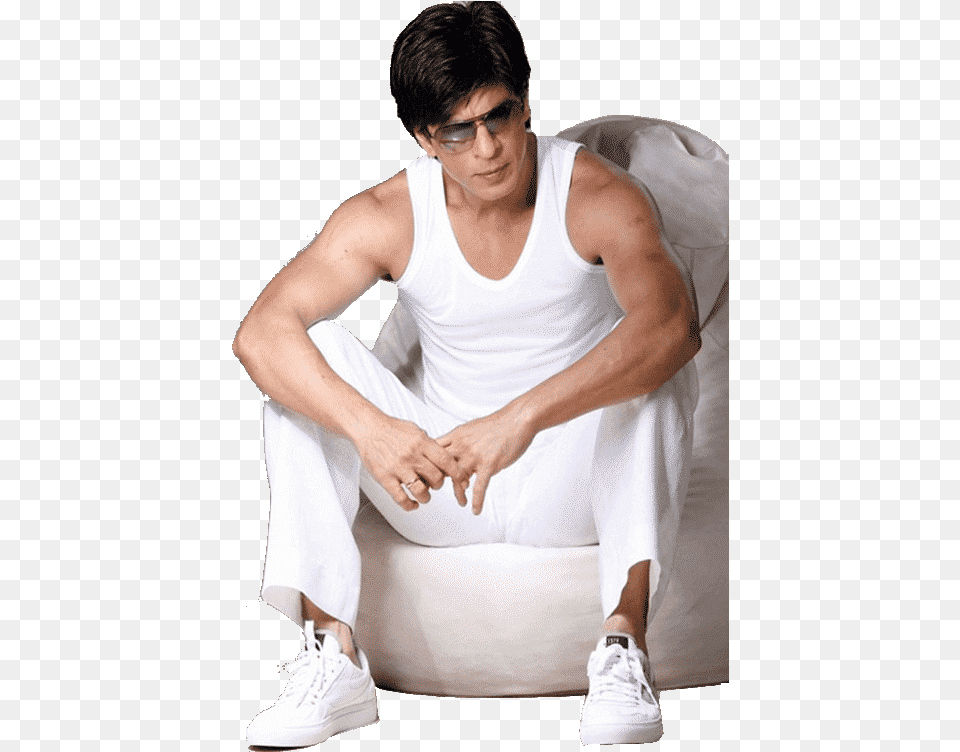 Shahrukh Khan Sitting On Bean Bag Shahrukh Khan White Shoes, Adult, Shoe, Person, Man Free Png