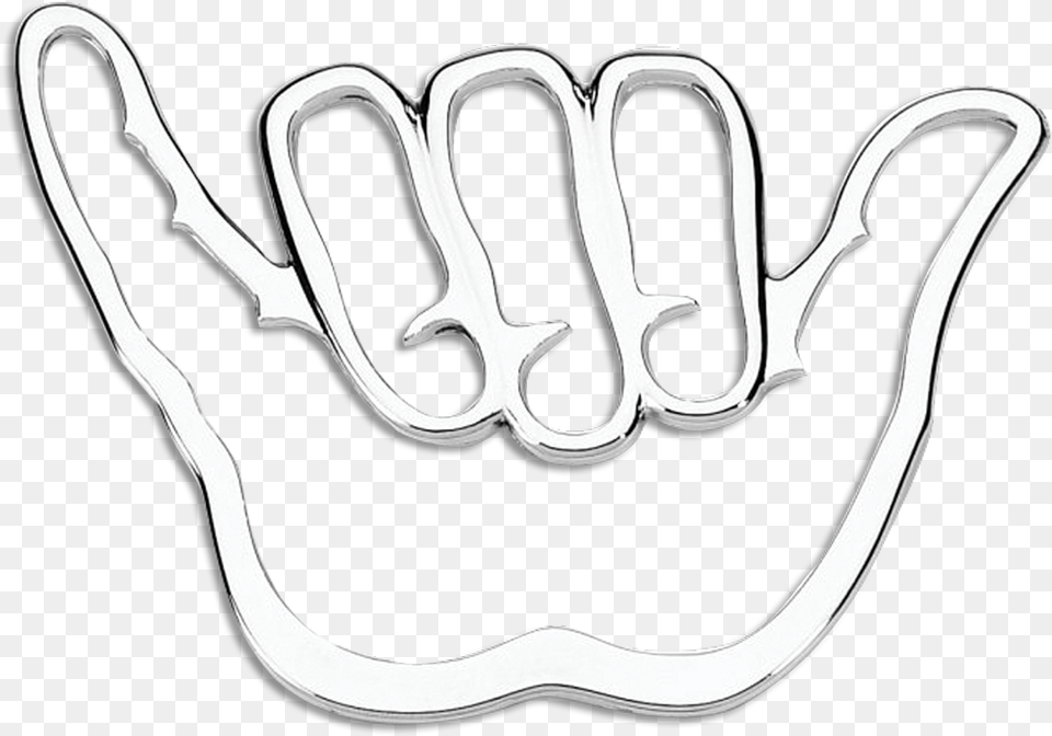 Shaka Hang Loose 3d Chrome Plated Sticker Hang Loose White, Logo, Cutlery, Fork, Accessories Free Png Download