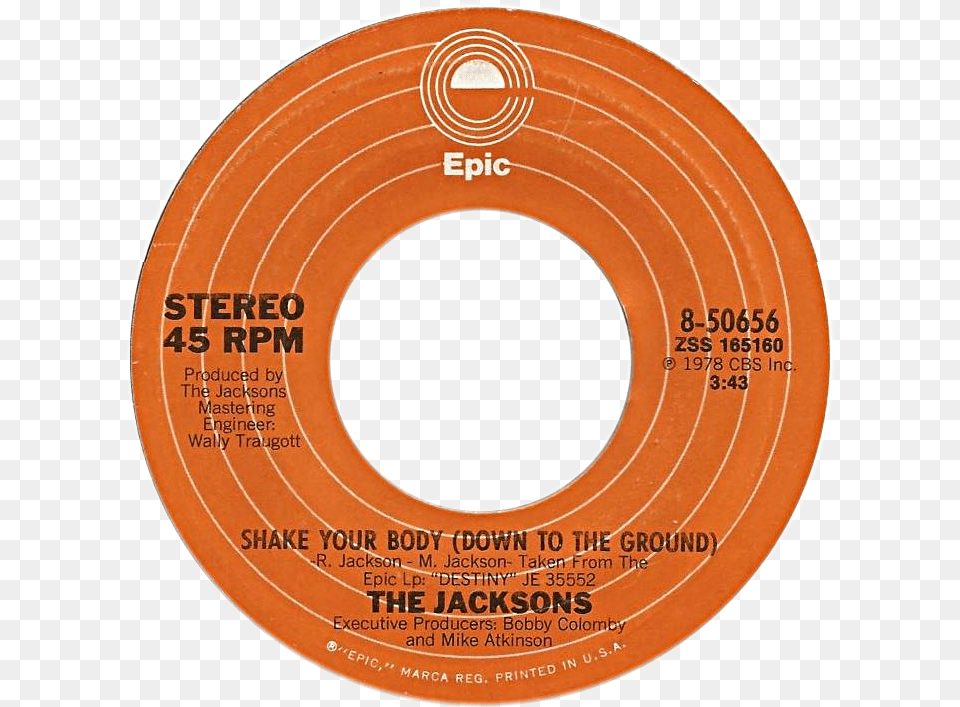 Shake Your Body By The Jacksons Us Vinyl Jacksons Shake Your Body Down To The Ground, Disk, Text Free Png Download