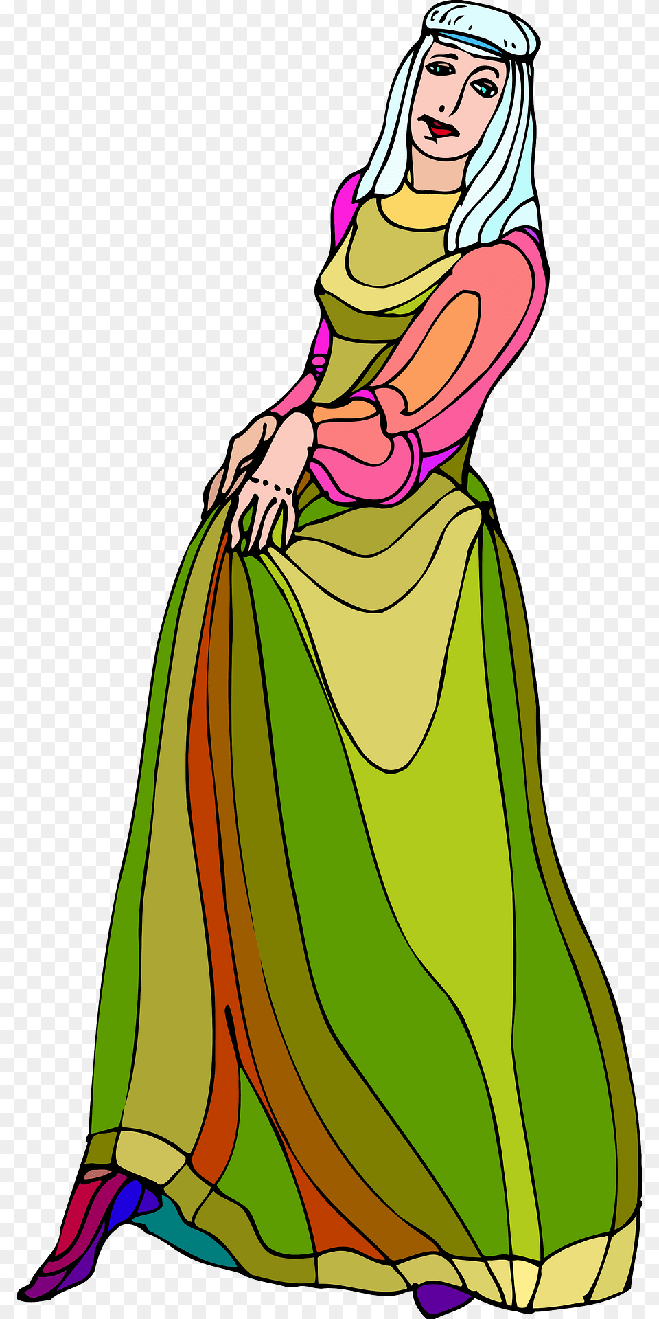 Shakespeare Courtier Colour Clipart, Adult, Female, Person, Woman Png