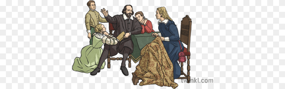 Shakespeare Family Illustration Twinkl Sharing, Publication, Book, Adult, Person Free Png