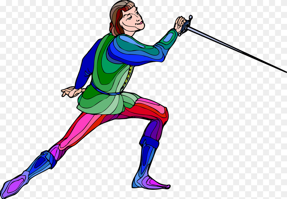 Shakespeare Fencing Character Vector Clipart Image, Adult, Weapon, Sword, Person Free Png Download