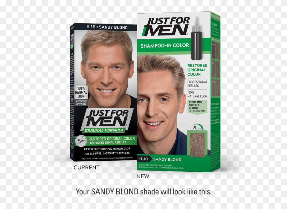 Shampoo In Color U2013 Sandy Blond Hair Just For Men, Advertisement, Face, Head, Person Free Transparent Png