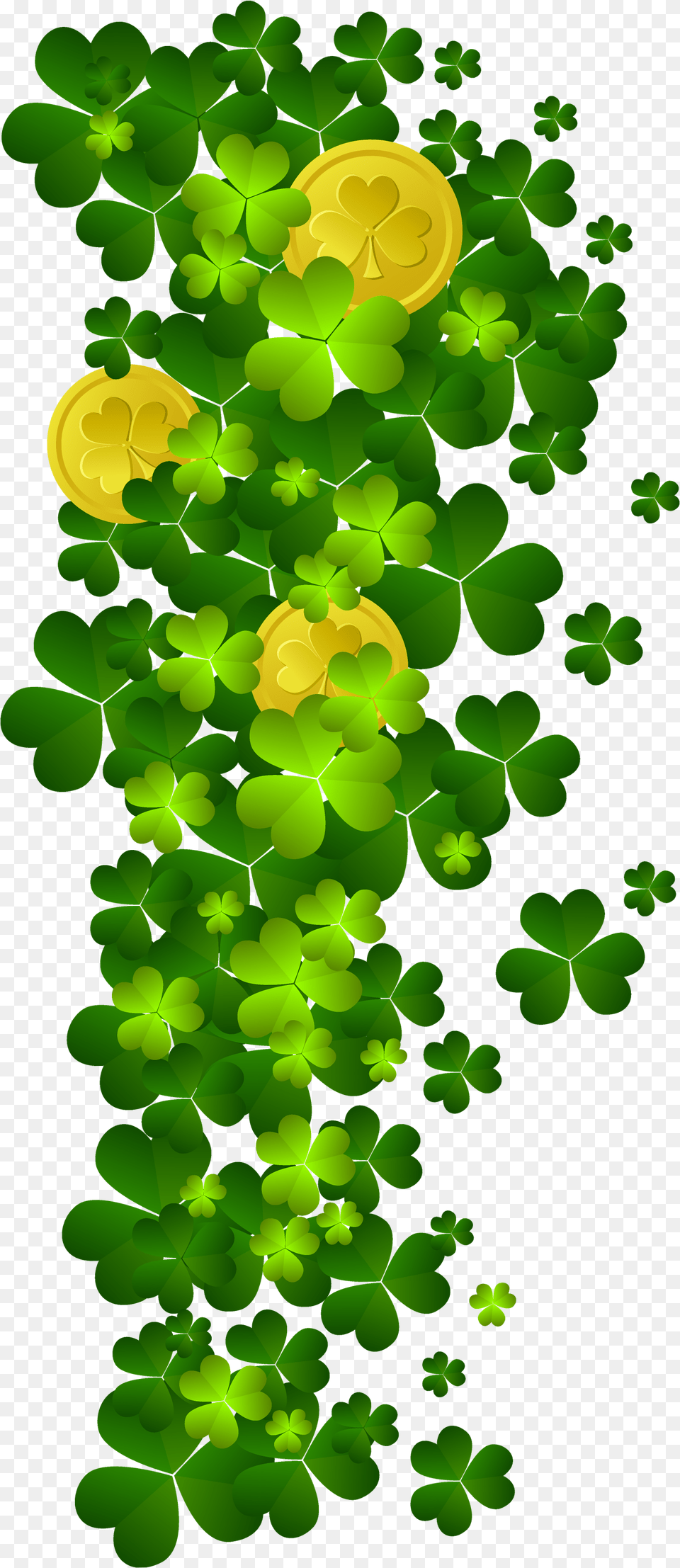 Shamrocks St Patricks Gold Coins, Green, Leaf, Plant, Pattern Free Png Download