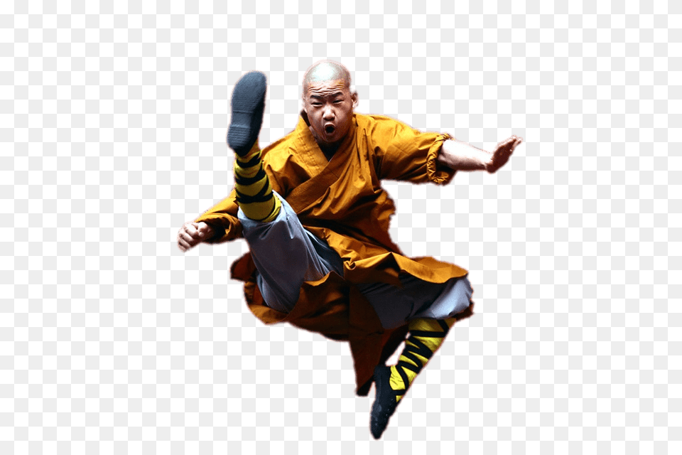 Shaolin Monk Kicking Leg Forward Adult, Person, Man, Male Free Transparent Png