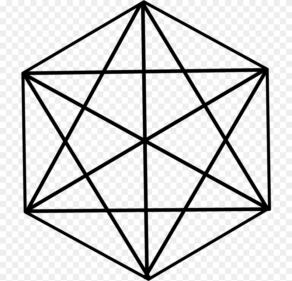 Shape Geometric Regular Hexagon 9 Diagonals, Gray Png