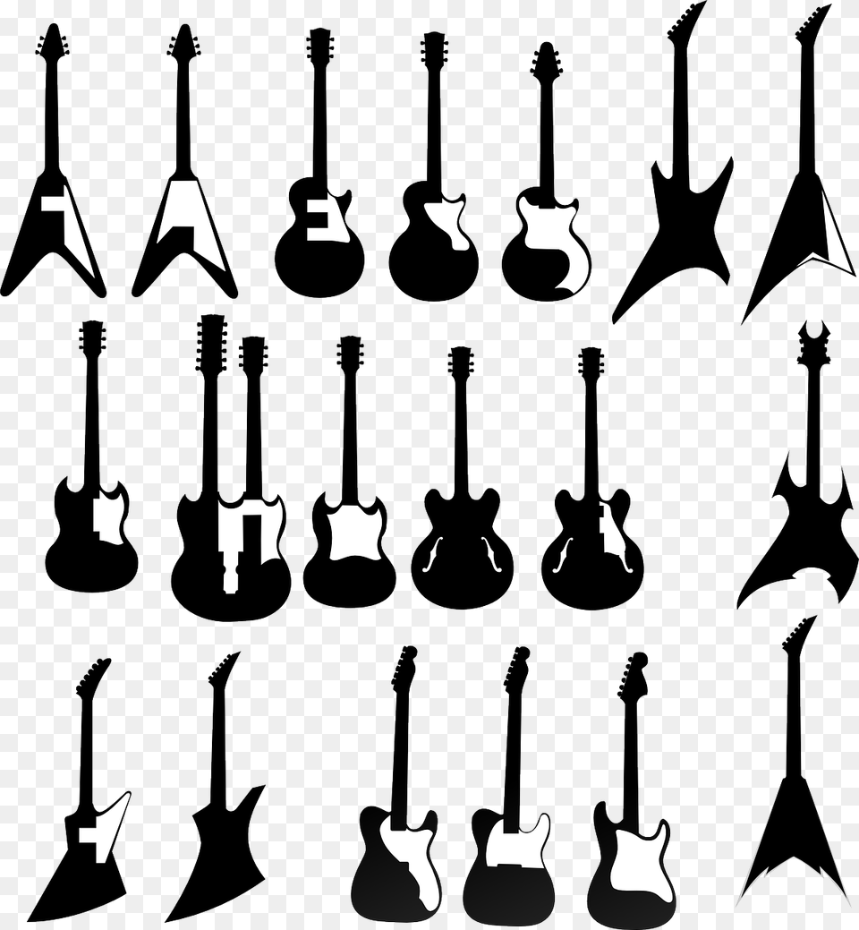 Shape Of Electric Guitar, Musical Instrument, Silhouette, Stencil Png Image