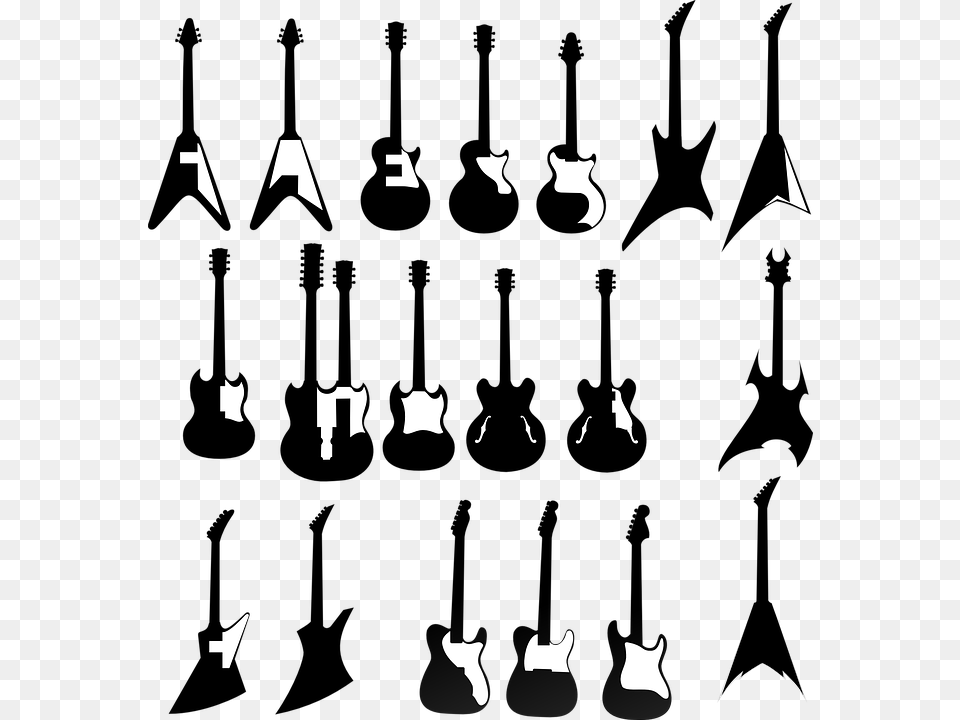 Shape Of Electric Guitar, Silhouette, Text, Person Free Png
