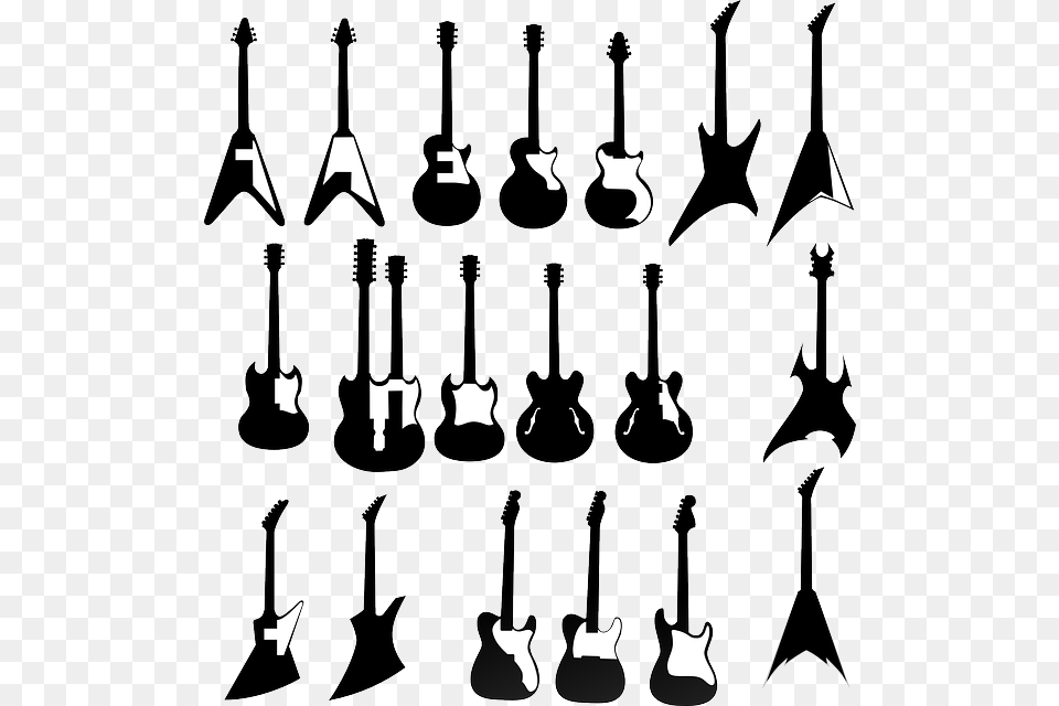 Shape Of Electric Guitar, Musical Instrument, Silhouette, Stencil Free Png Download