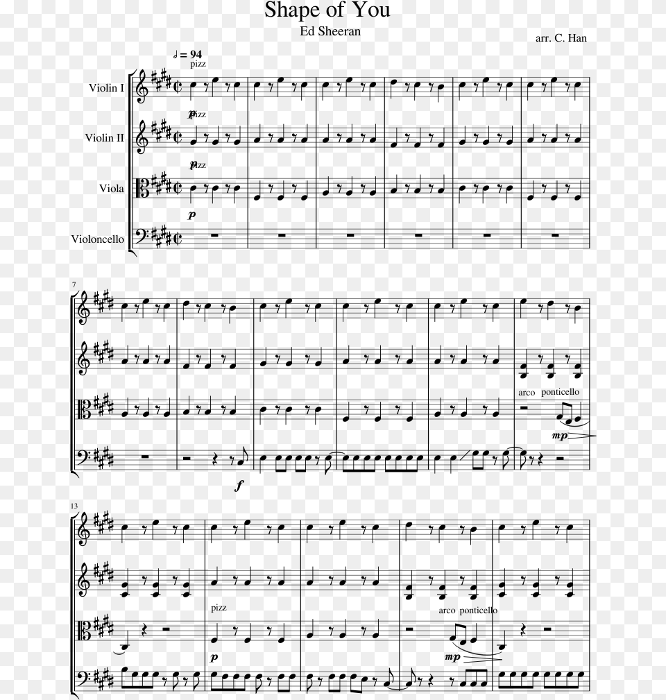 Shape Of You Sheet Music Composed By Arr Broken Clocks Sheet Music, Gray Free Png