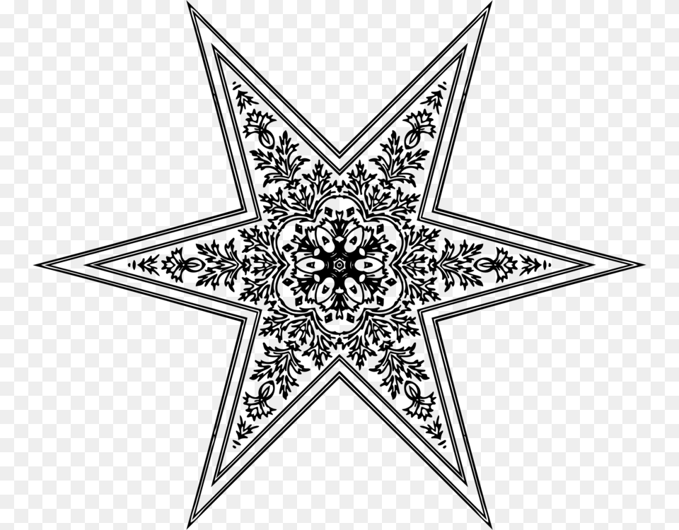 Shape Star Three Dimensional Space Point Line Art, Gray Png