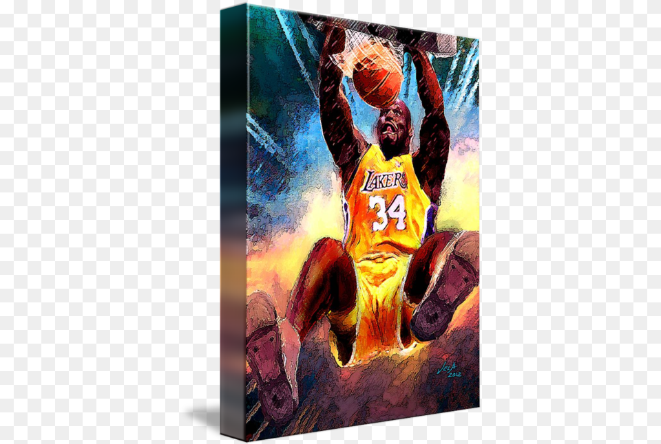 Shaq Shaquille Oneal Los Angeles Lakers Art By Edward Vela For Basketball, Advertisement, Poster, Person, Sphere Free Transparent Png