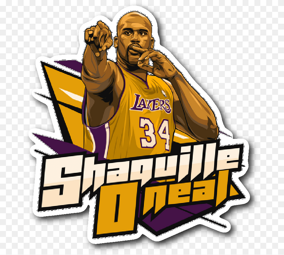 Shaquille O Neal Vynil Sticker Shaquille Oneal Lakers, Person, People, Adult, Man Free Png