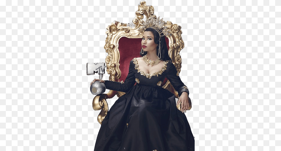 Share This Image Nicki Minaj Sitting On A Throne, Lady, Person, Furniture, Accessories Png