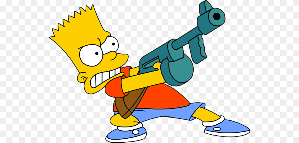 Share This Image Simpsons Bart With A Gun, Cartoon, Cleaning, Person, Device Png