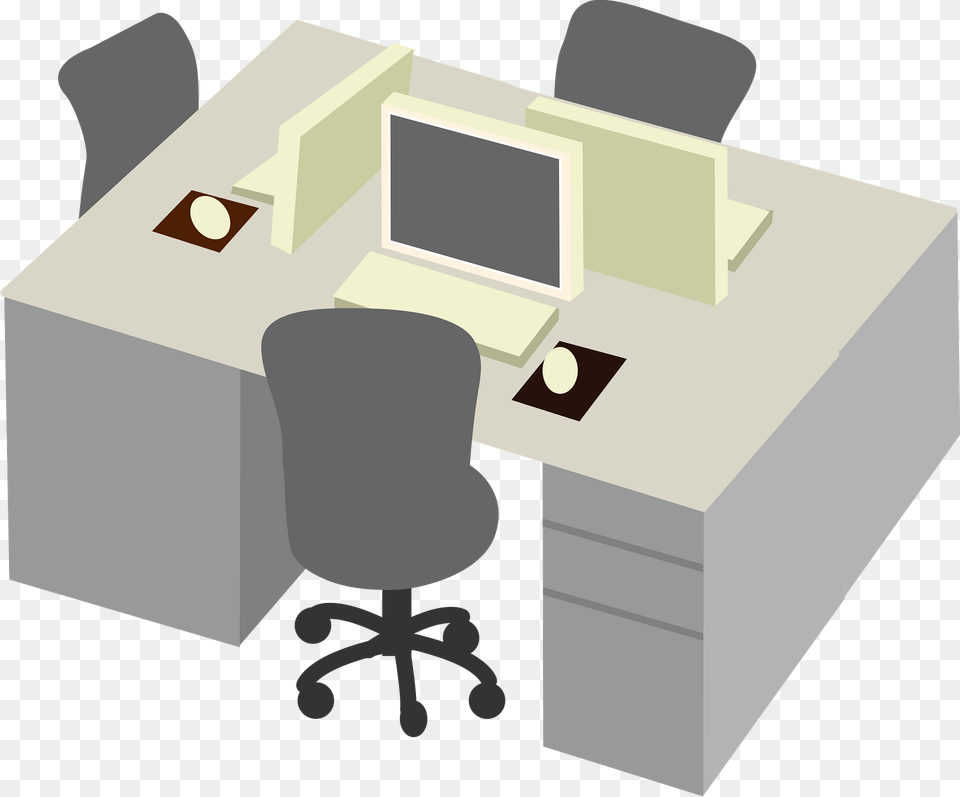 Shared Office Space Clipart, Table, Furniture, Desk, Electronics Free Png Download