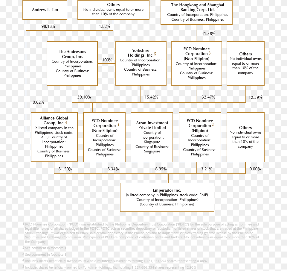 Shareholding Structure Emperador Incorporation Organizational Chart, Diagram, Uml Diagram Free Png Download
